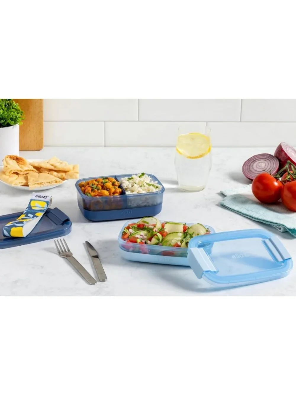 2-Pack Bento Box Lunch Containers - Airtight, Leak-Proof, BPA-Free, Microwave